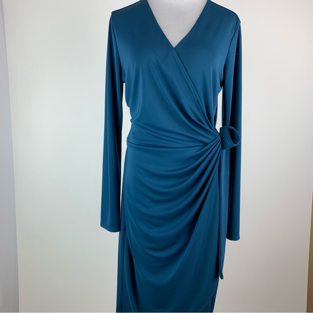 Lark & Ro Signature Long Sleeve Wrap Dress Large